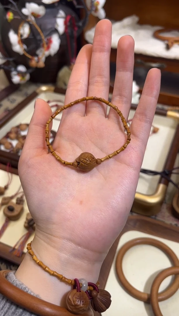 手串桃核【桃缘行】竹节「锦鲤」桃木桃核辟、挡、驱、护 备注手围