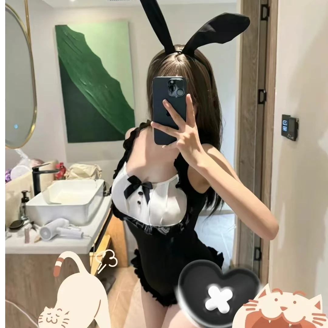 洦斯摩「幻梦」黑兔露露撞色蝴蝶结COS兔女郎套装