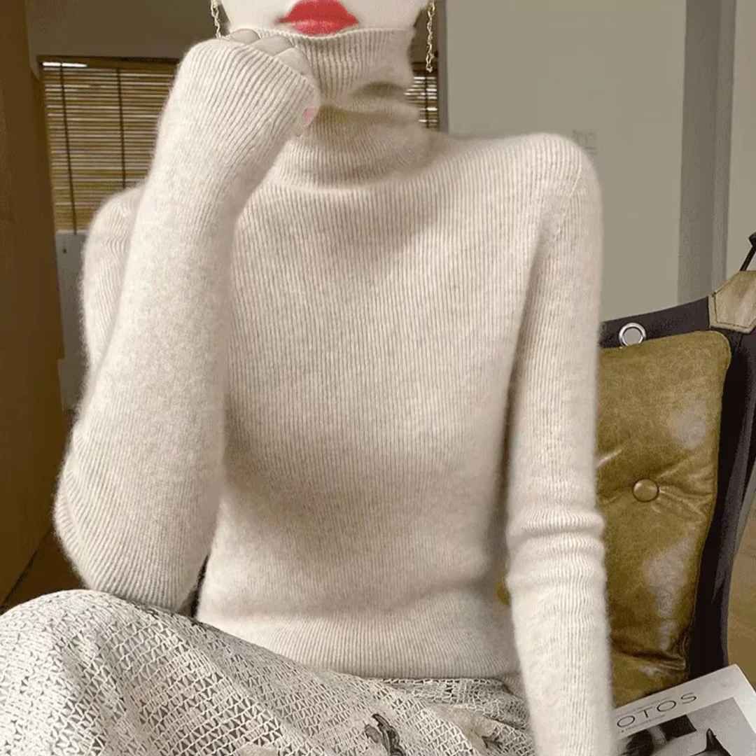 2025【一线成衣】毛秋冬新款无缝精仿抽条堆堆领柔软百搭长袖打底衫