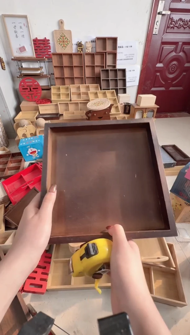 竹木胡桃色正方形托盘微瑕拍下不退不换无售后