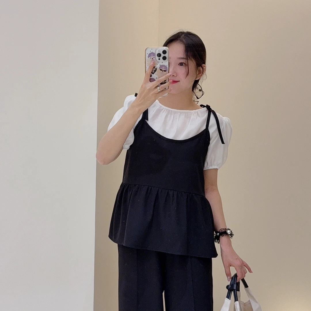 经典泡泡袖小衫 퍼프블라우스