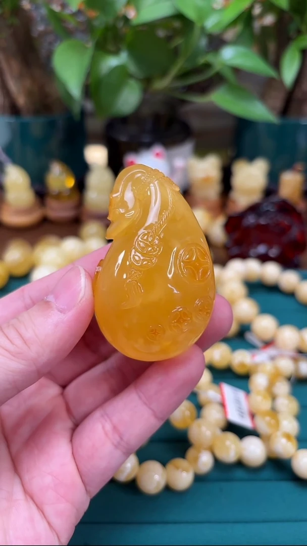 手链蜜蜡未镶嵌H47 焦皮料蜜蜡钱袋子 32.42克