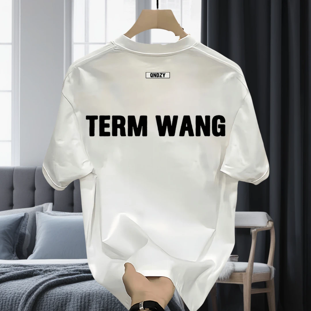 夏季2025新款爆款潮牌男士纯棉短袖T恤男款百搭圆领字母印花上衣