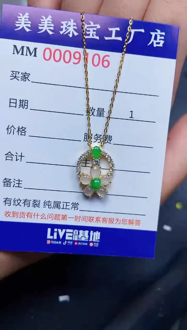 翡翠银S925镶嵌颈饰9106