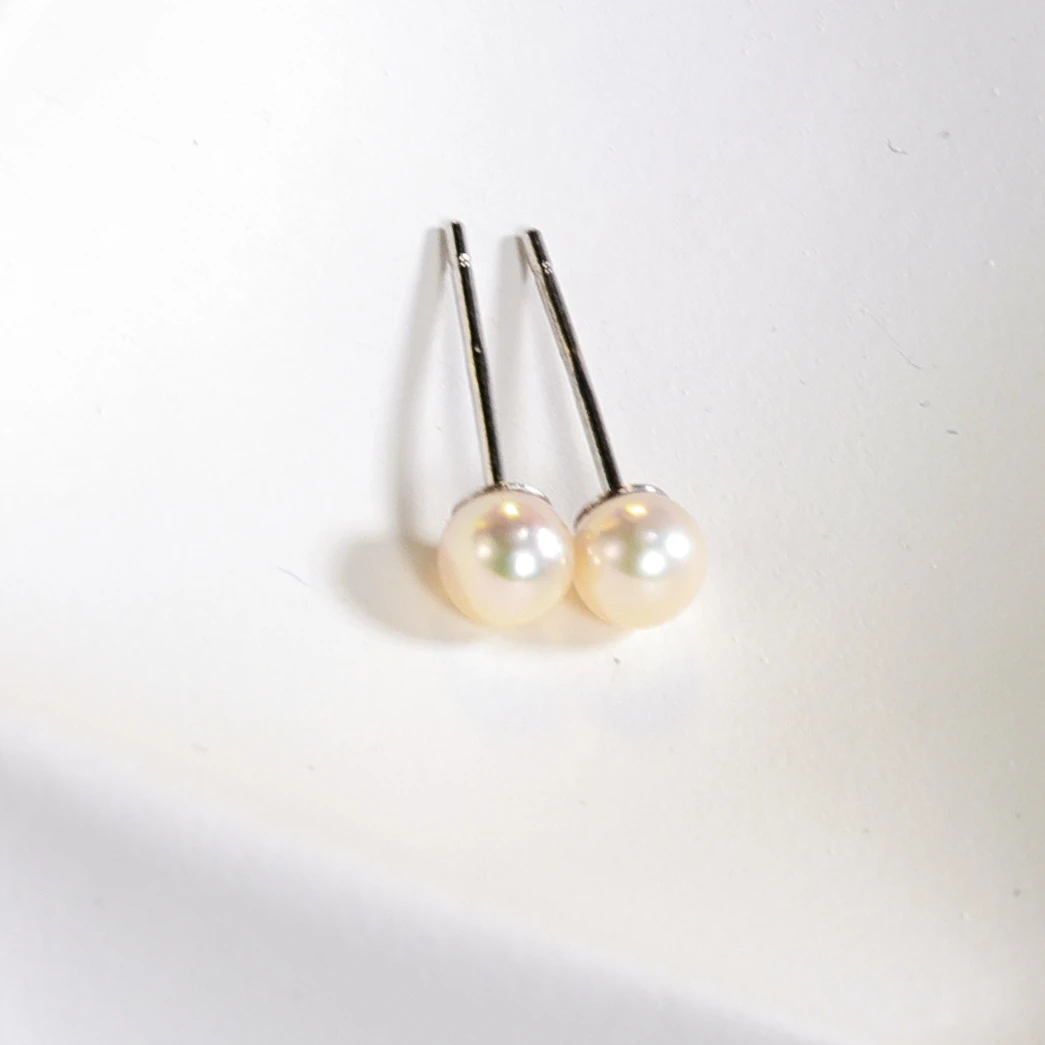 【LNDI】海水羽翼皇后金珍珠 S925银 羽皇金耳钉 4-5MM
