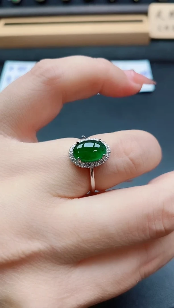 银S925镶嵌戒指翡翠1