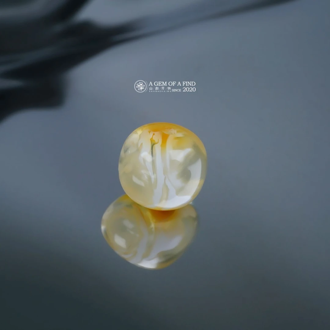 山和开物｜9mm金白荧光溶洞妖花老型文玩配饰 琥珀蜜蜡 特惠