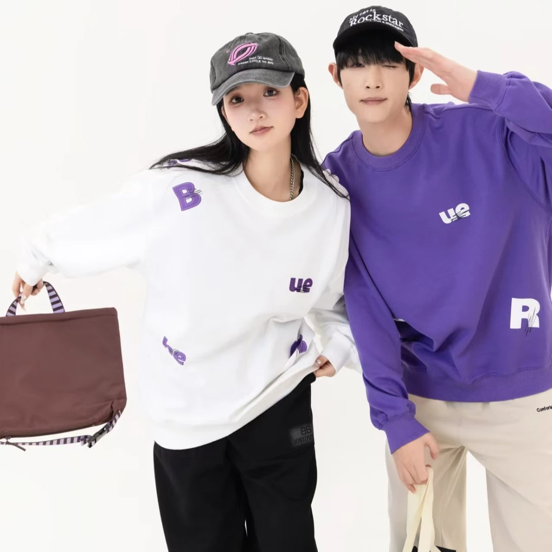 41037紫色青少年时尚潮流休闲卫衣