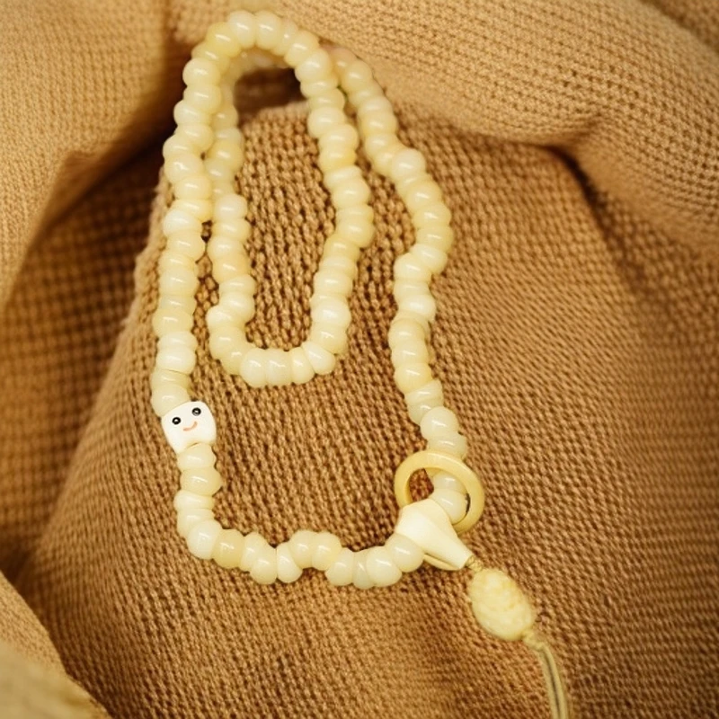 【治愈】西藏驼骨大肠素串民族风百搭男女款文玩手串12m双圈龙头款