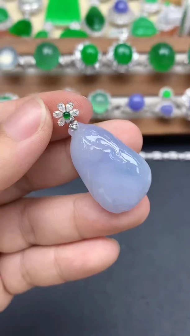 颈饰18K金镶嵌翡翠257-中国好珍宝