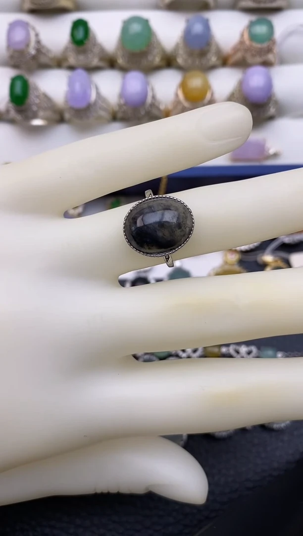 银S925镶嵌戒指翡翠/0023