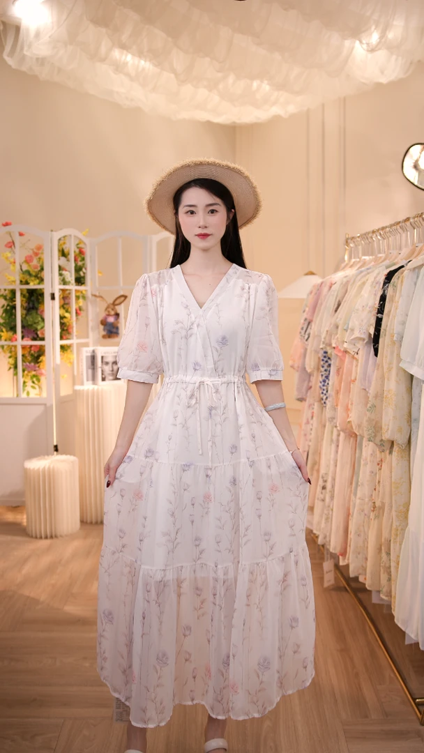 [BR定制]夏季新款连衣裙减龄法式时尚显瘦碎花气质温柔收腰长裙