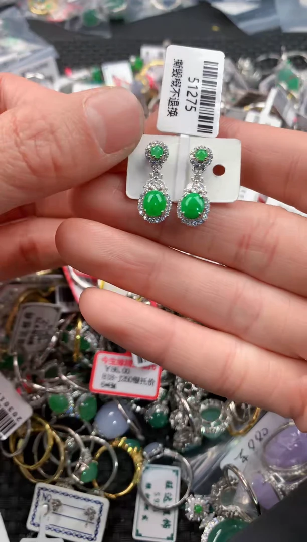 银S925镶嵌戒指翡翠5          3