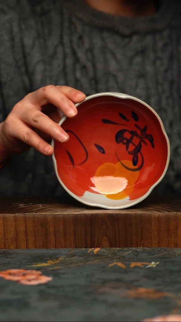 瓷片釉下彩手工手绘同款陶器