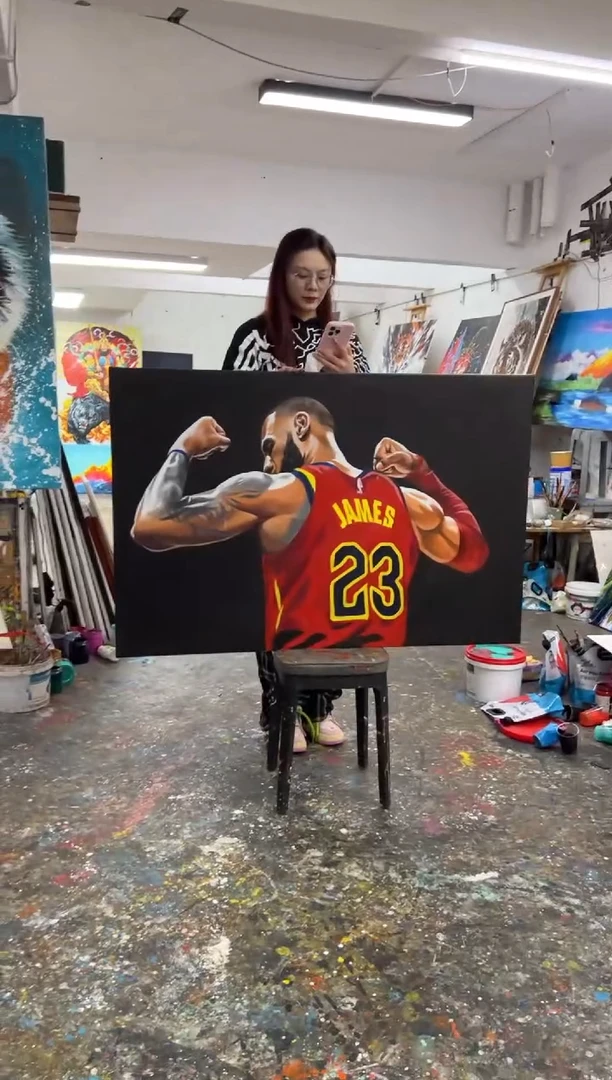 【闪购商品】丙烯画大树老师詹姆斯丙烯装饰画加框