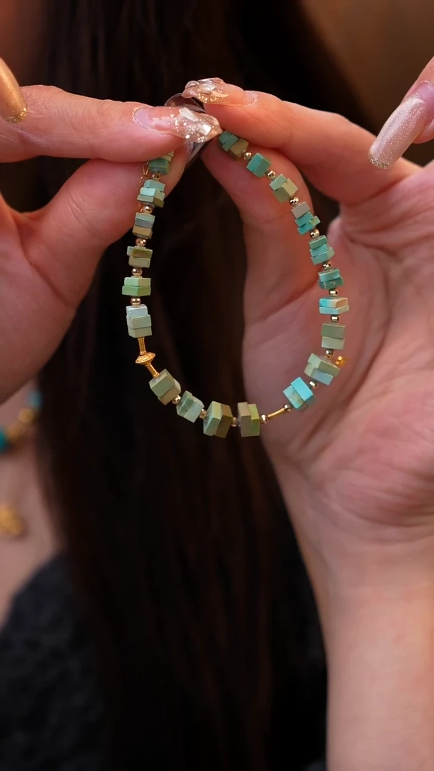 18K金镶嵌绿松石设计方糖