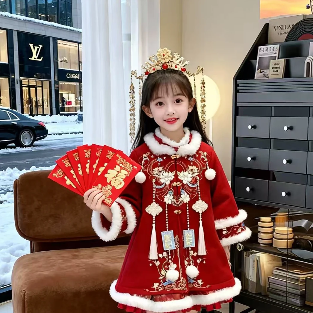 国风【-福气满满-重工两件套】国风拜年服套装秋冬女童’ 童甜美