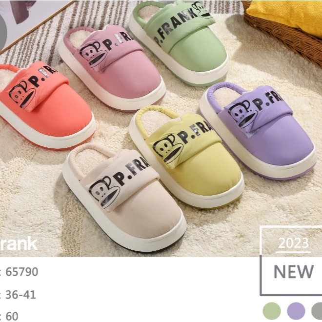 【X4】65790/75790居家呵护保暖加倍大嘴猴魔术贴大猴标棉拖鞋