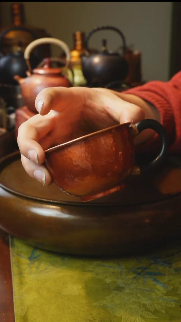 纯紫铜实木柄咖啡杯