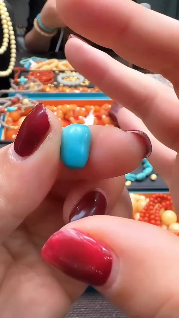 未镶嵌绿松石配饰配珠国检证书   绿松石高瓷随型珠