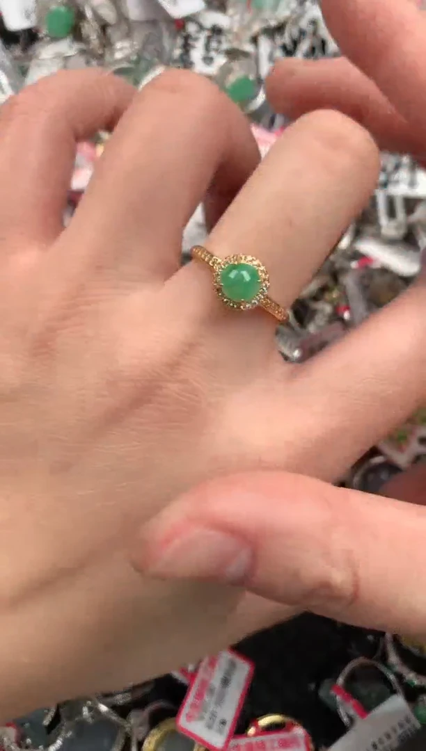银S925镶嵌戒指翡翠10             7