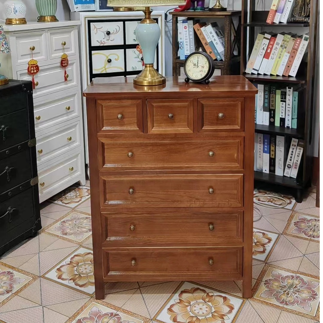 【一品家居专属】斗柜美式实木客厅卧室靠墙储物柜木质抽屉柜五斗柜