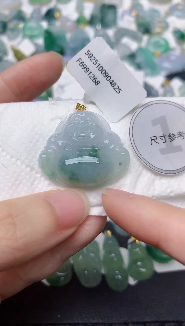 颈饰18K金镶嵌翡翠天然缅甸A货翡翠