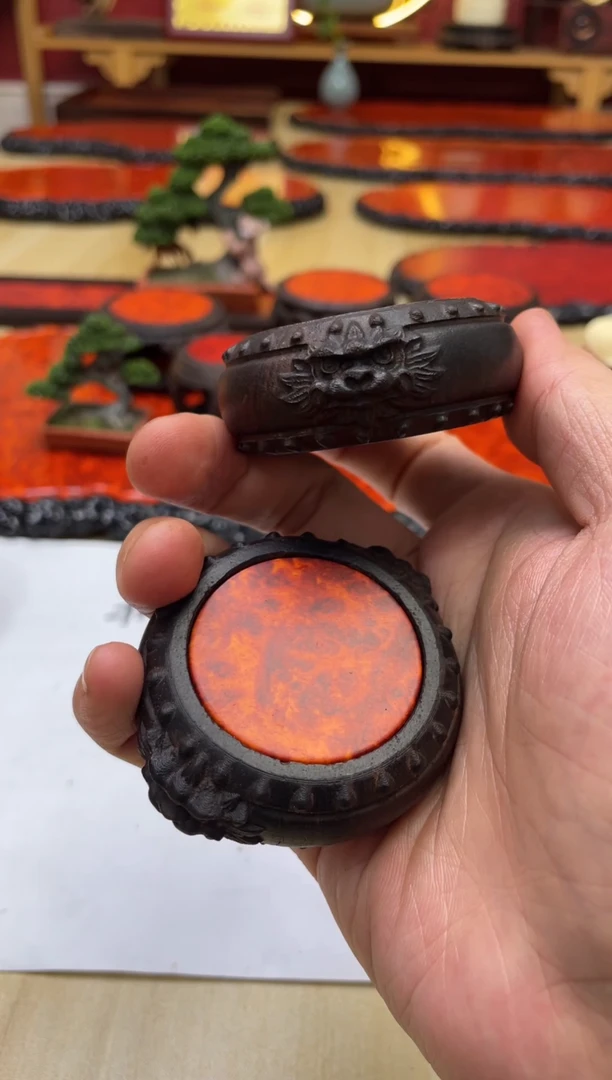 东非黑黄檀（紫光檀）（微瑕）貔貅盖置2个