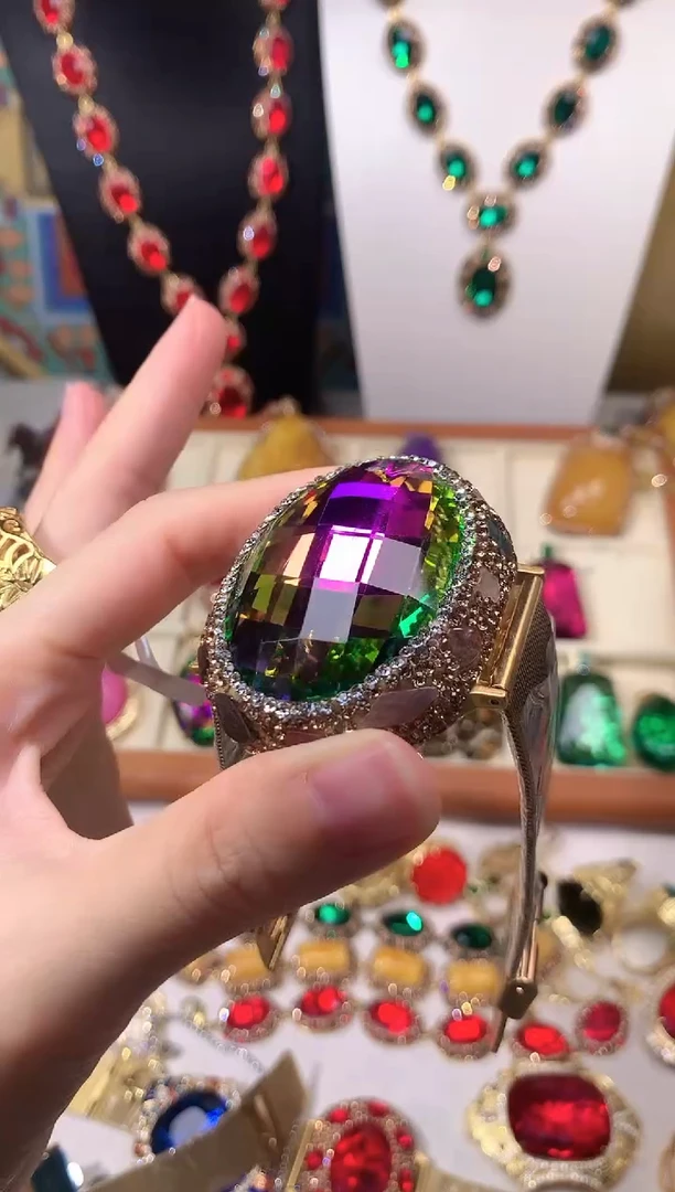 铜合金合成立方氧化锆彩色手镯