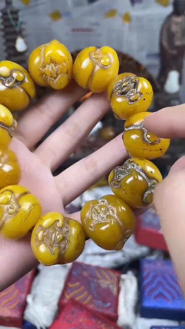 未镶嵌蜜蜡手链黄佛头手川