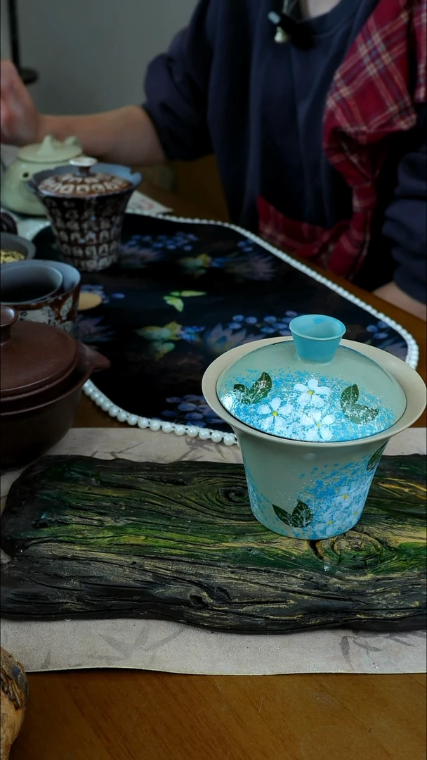 陶茶瓷物语马蹄杯蝴蝶盖碗