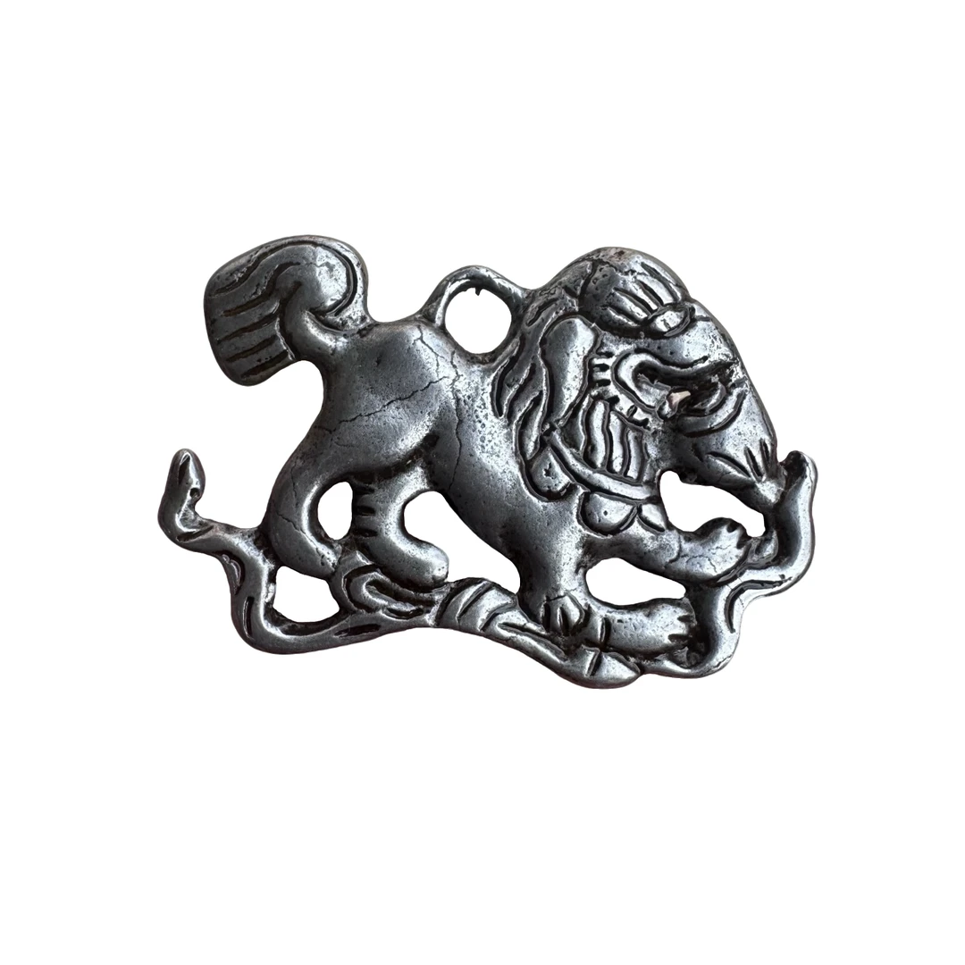 藏传天铁雪狮吊坠摆设创意简约中式茶道个性手工实心桌面饰品