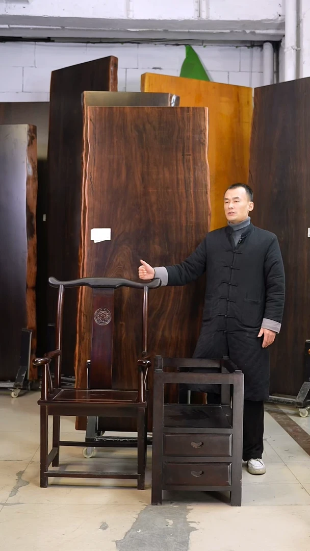 无**迎大叶紫檀ZT-146#216*84*8加黑色柜腿*2+刚果黑檀主椅*1