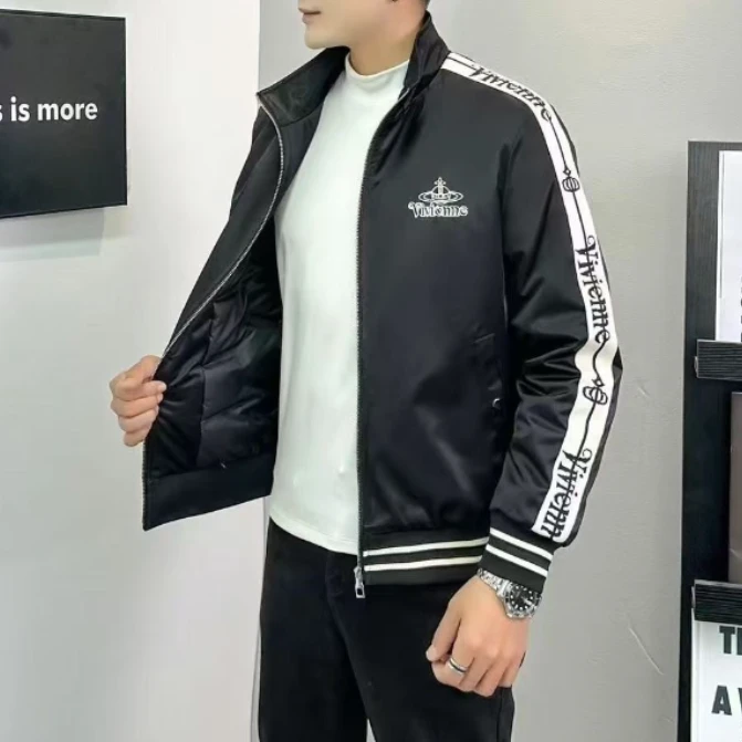 CB-24608-冬季新款高级感简约拼接小标羽绒服外套