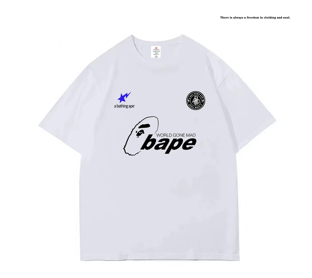 重磅美式高级感潮牌男装ins印花男士纯棉短袖T恤不透宽松休闲上衣