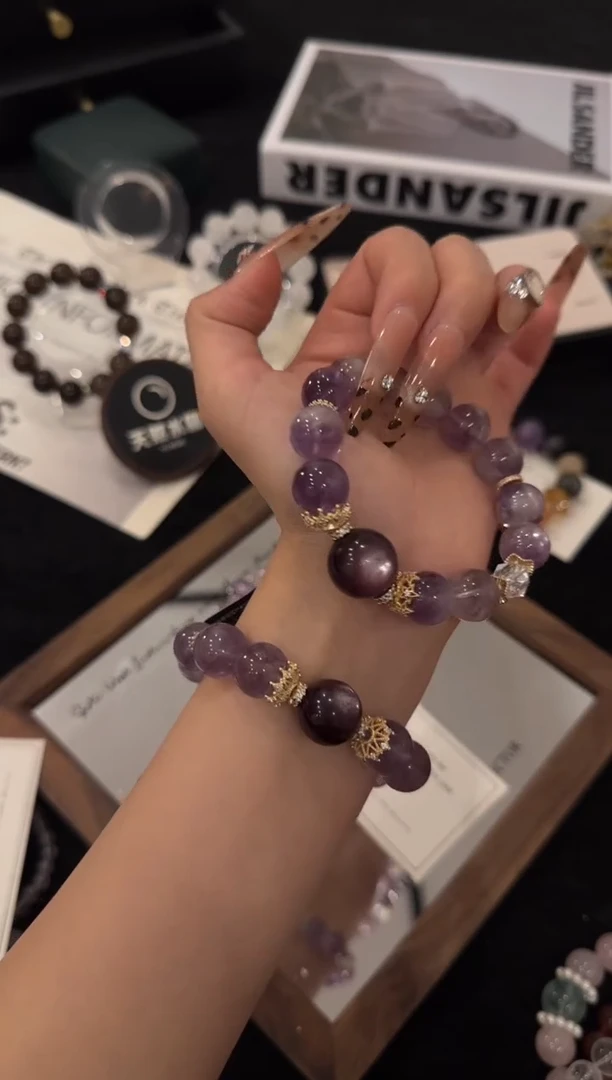 合金手链水晶紫兔毛x3464