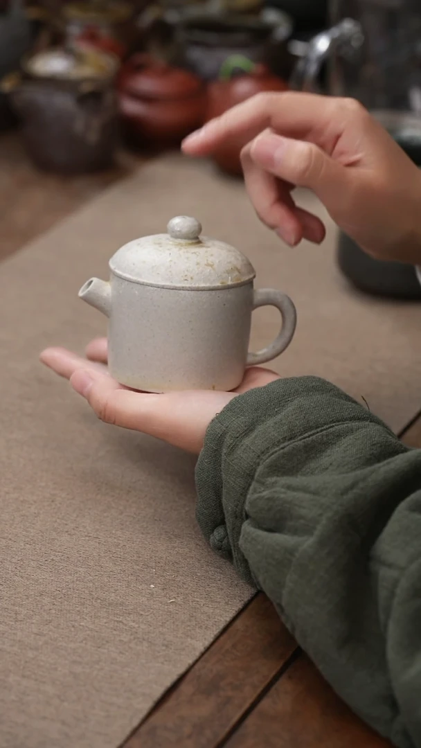 茶壶紫砂 柴烧白段泥盖壶150cc