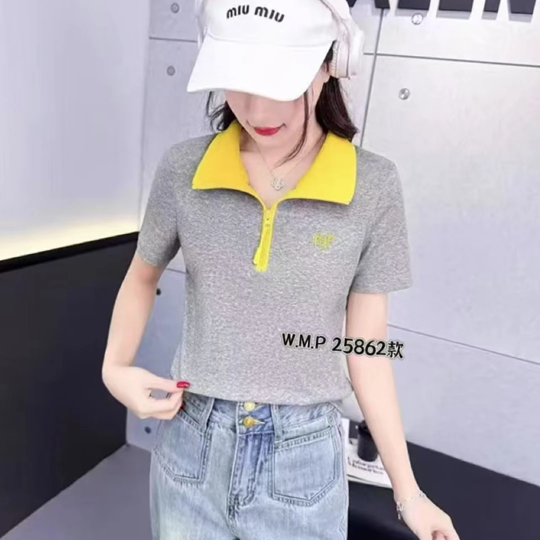 25862春夏新款洋气短款上衣女T血衬衣气质小衫上衣女显瘦