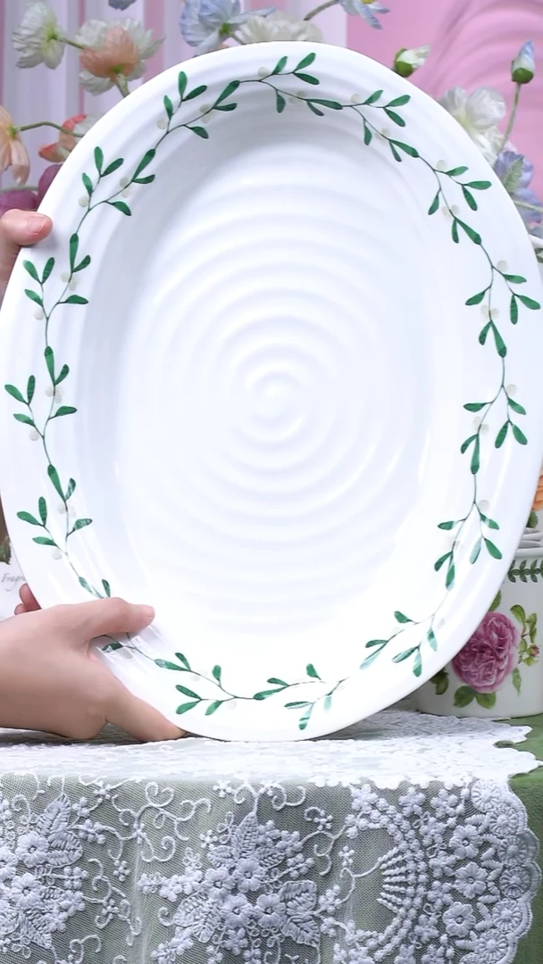 稻谷壳无盒--幸运叶不规则椭圆大盘-约37CM*30CM