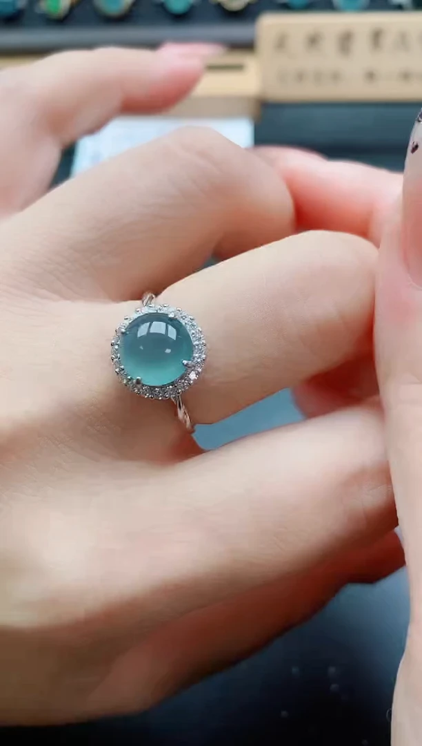 银S925镶嵌戒指翡翠1