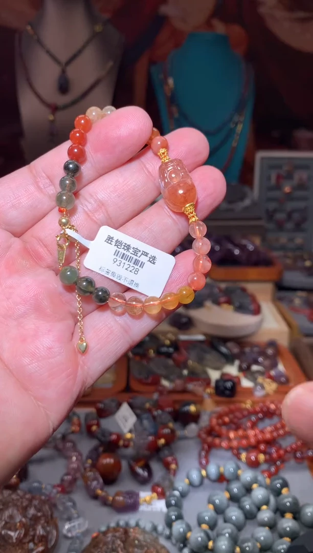 未镶嵌珠宝半成品水晶彩兔毛貔貅手串