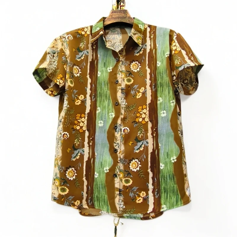 2025秋季新品 男士时尚潮牌宽松款印花翻领衬衫 亲肤休闲百搭衬衫