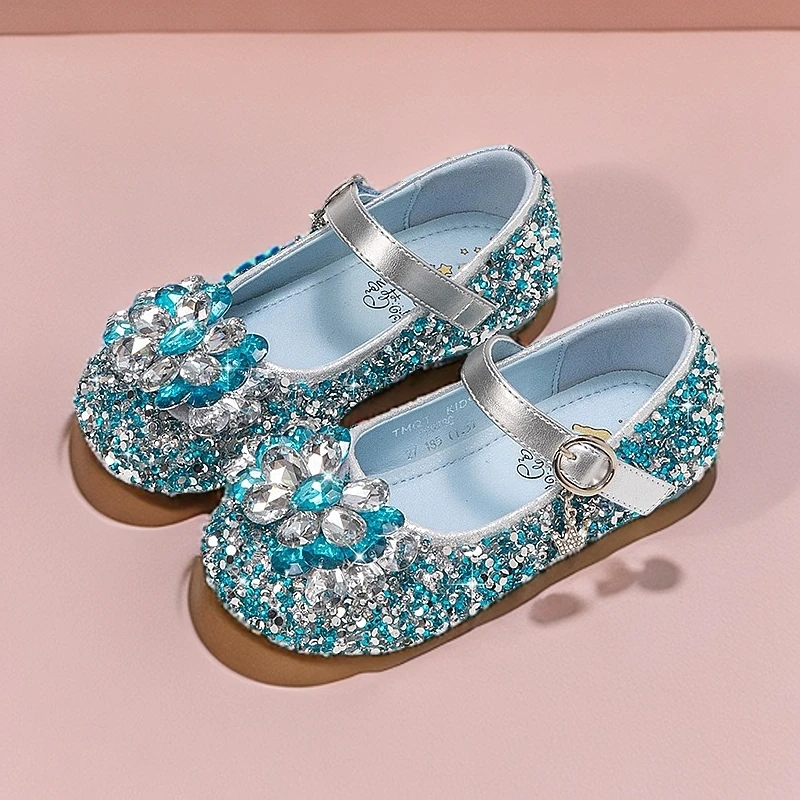女童水晶鞋2025春秋新款儿童水钻软底公主鞋中大童女孩洋气皮鞋
