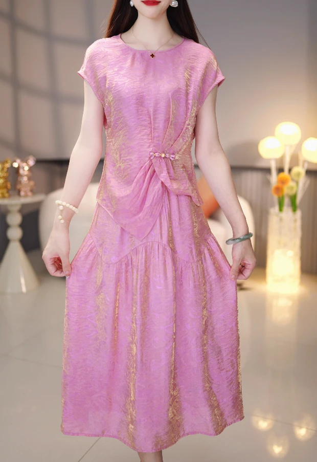 【宠粉定制】B1166粉色套装连衣裙优雅气质减龄休闲显瘦夏季收腰