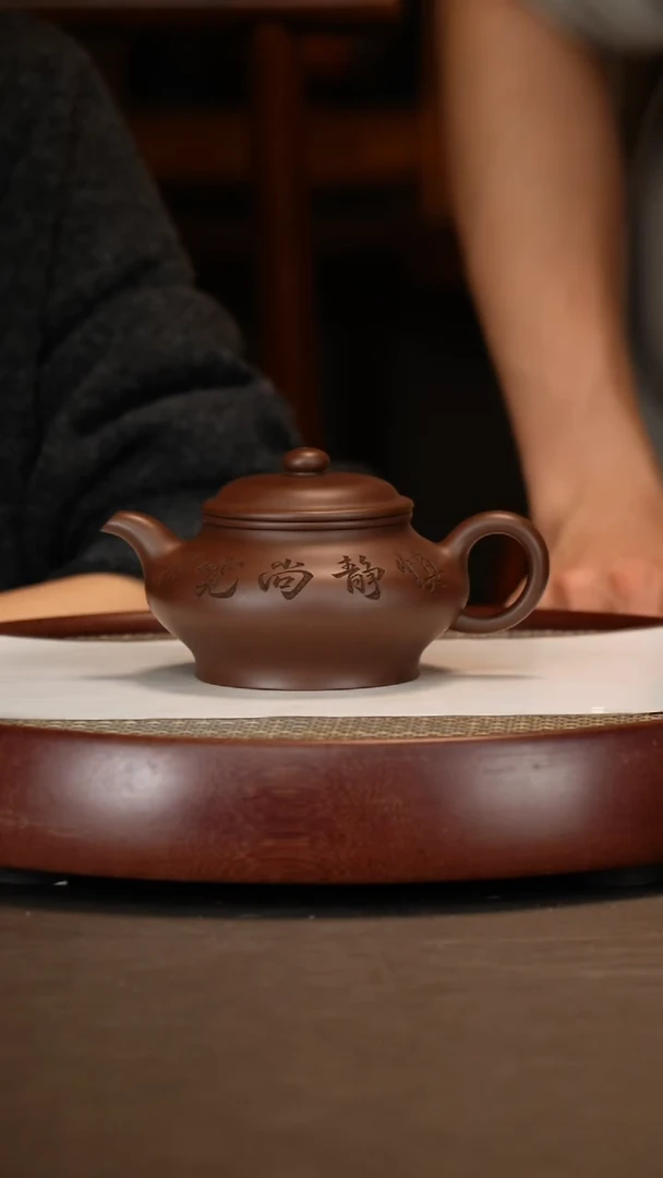 【闪购商品】紫砂茶壶虚扁+水仙画+杯+壶承