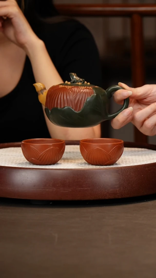茶壶紫砂中*梦青蛙莲子套组