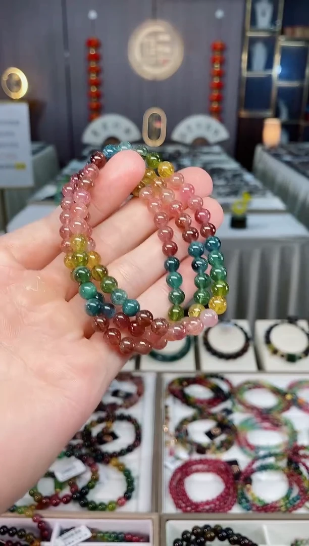 未镶嵌收藏级老矿碧玺三圈手串5mm+碧玺xion多样性发货一条