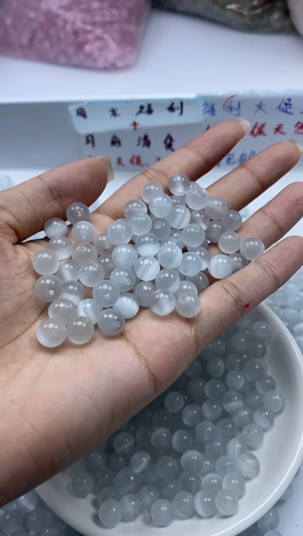 玛瑙/玉髓颈饰未镶嵌w236白猫眼8mm*30颗