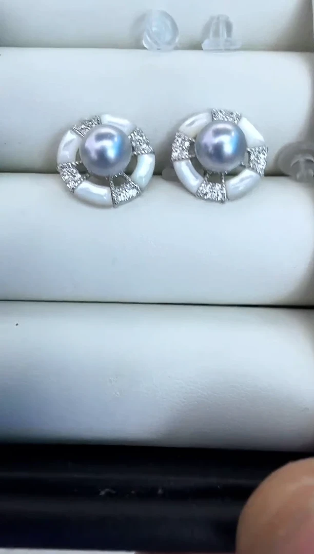 【闪购商品】海水珍珠耳饰银S925镶嵌耳钉