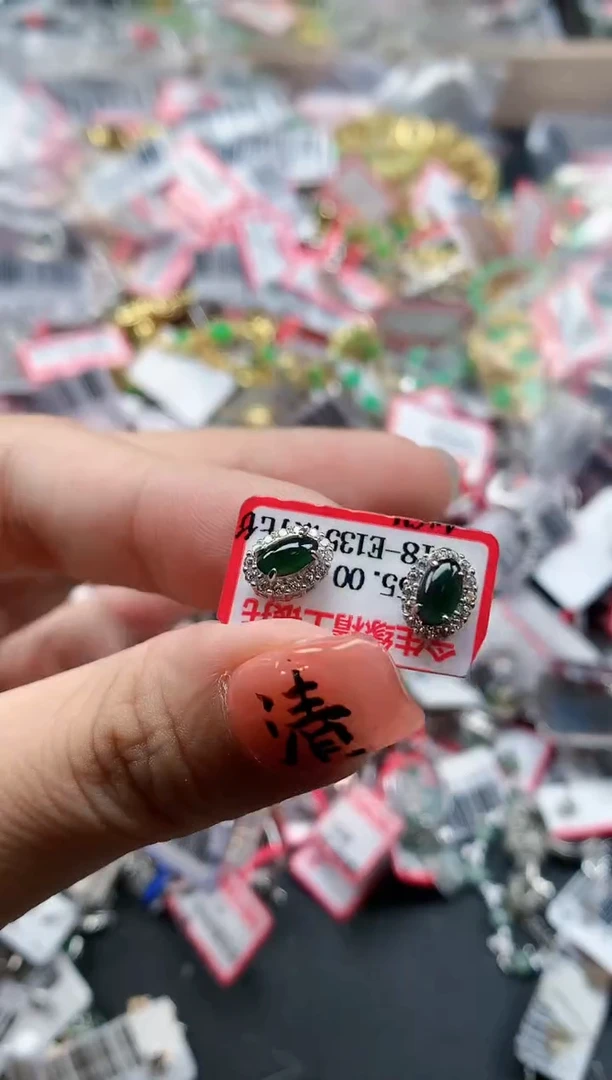 银S925镶嵌戒指翡翠天然A货缅甸翡翠